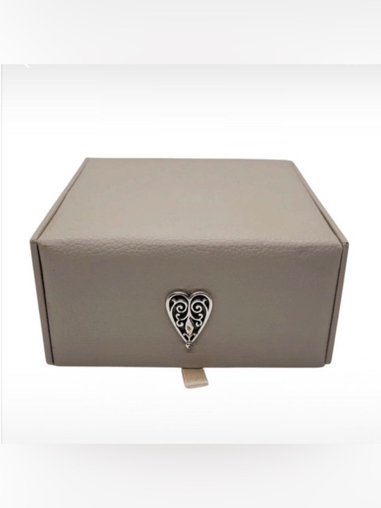Brighton Other - Brighton Cream Leather Jewelry Box with Silver Heart Accent